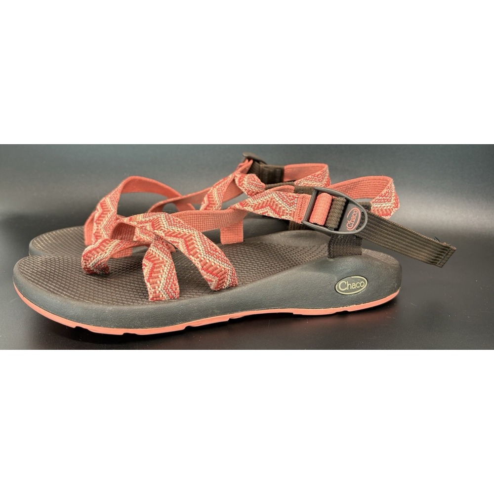 Chaco ZX/2 Strappy Hiking Sandals Size 12 Orange Zig Zag Vibram Soles Toe Loop
